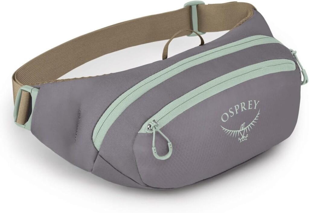 osprey hiking fanny pack, desaturated purple