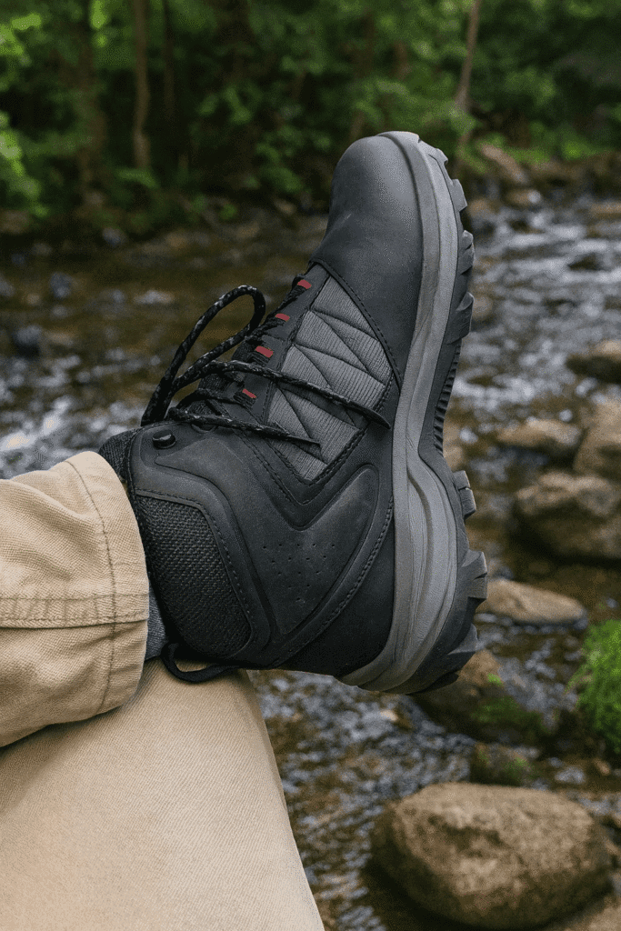 wearing columbia transverse by a creek
