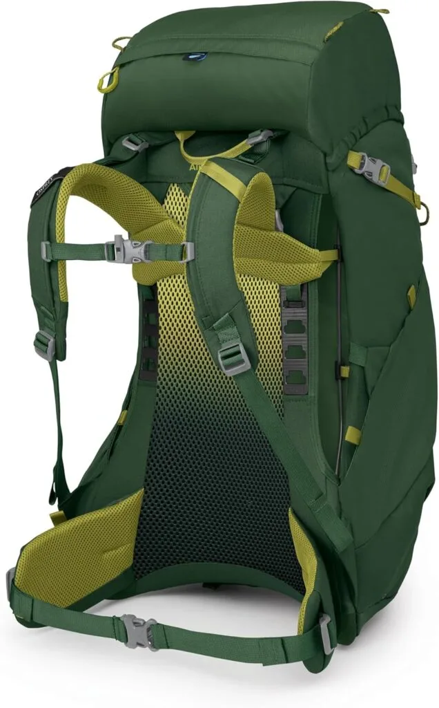 Green hiking backpack with adjustable straps