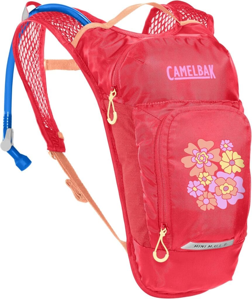 Red floral kids hydration backpack