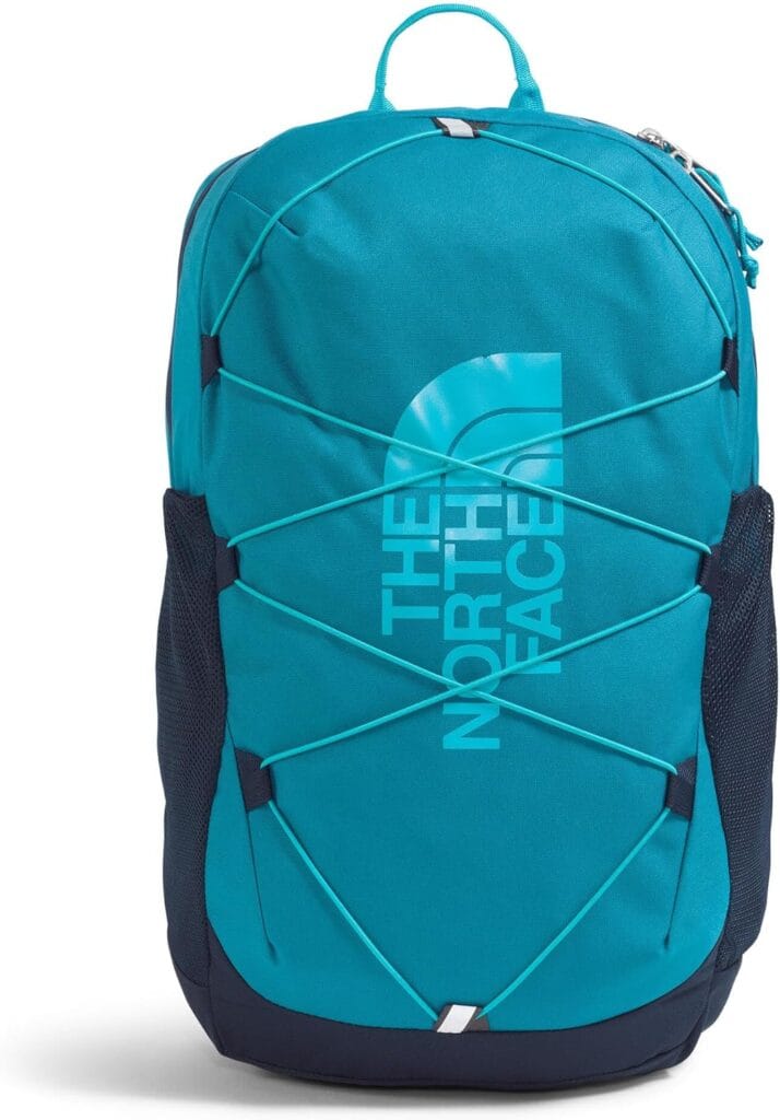 Teal backpack with logo and straps