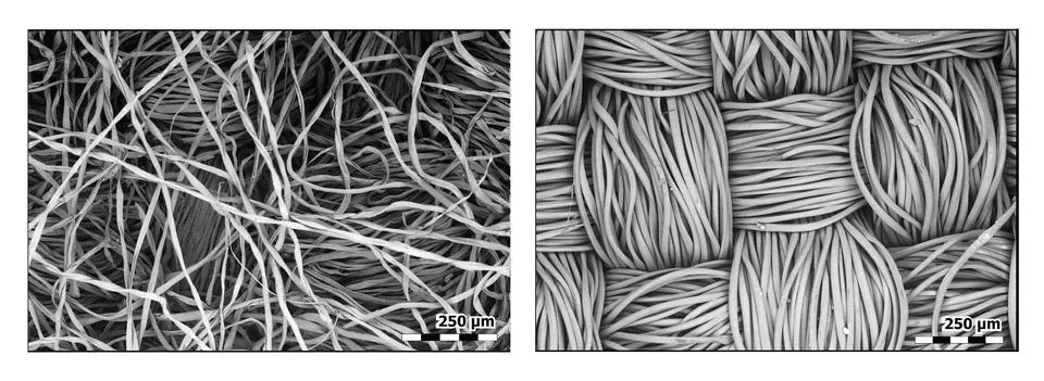 microscopic image of polyester vs cotton quick-dry fabrics